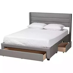 Kirklands Home Beds & Headboards|Braylon Upholstered 3-Drawer Queen Bed Gray