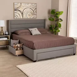 Kirklands Home Beds & Headboards|Braylon Upholstered 3-Drawer Queen Bed Gray