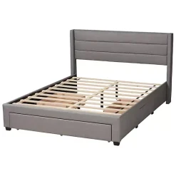 Kirklands Home Beds & Headboards|Braylon Upholstered 3-Drawer Queen Bed Gray