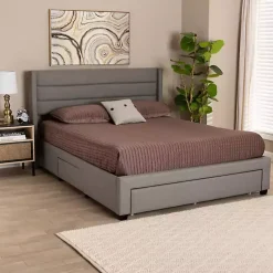 Kirklands Home Beds & Headboards|Braylon Upholstered 3-Drawer Queen Bed Gray