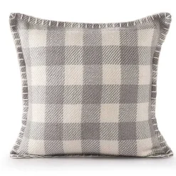 Kirklands Home Outdoor Cushions & Pillows|Gray Buffalo Check Stitched Outdoor Throw Pillow