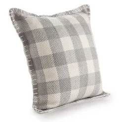 Kirklands Home Outdoor Cushions & Pillows|Gray Buffalo Check Stitched Outdoor Throw Pillow