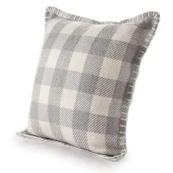 Kirklands Home Outdoor Cushions & Pillows|Gray Buffalo Check Stitched Outdoor Throw Pillow