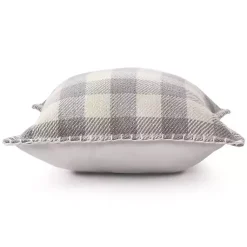 Kirklands Home Outdoor Cushions & Pillows|Gray Buffalo Check Stitched Outdoor Throw Pillow