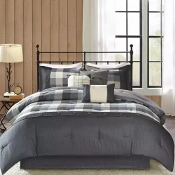 Kirklands Home Comforters|Gray Buffalo Herringbone Queen 7-pc. Comforter Set