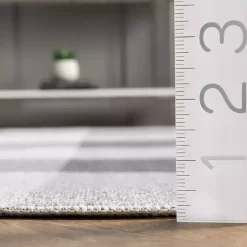 Kirklands Home Area Rugs|Gray Buffalo Plaid Washable Area Rug, 5x8