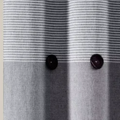 Kirklands Home Shower Curtains|Button and Stripe Shower Curtain Gray