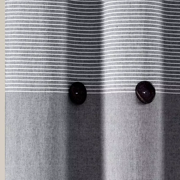 Kirklands Home Shower Curtains|Button and Stripe Shower Curtain Gray