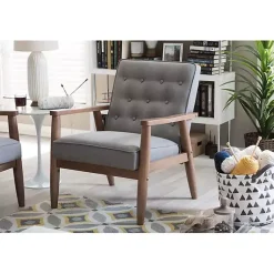 Kirklands Home Accent Chairs|Button-Tufted Sawyer Accent Chair Gray