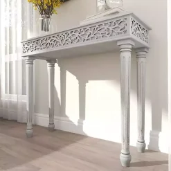 Kirklands Home Console Tables|Carved Wood Console Table Gray