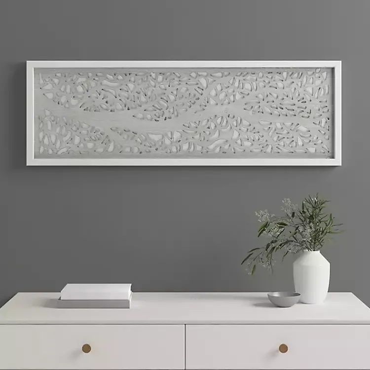 Kirklands Home Wall Plaques|Carved Wood Laurel Branches Panel Wall Plaque Gray