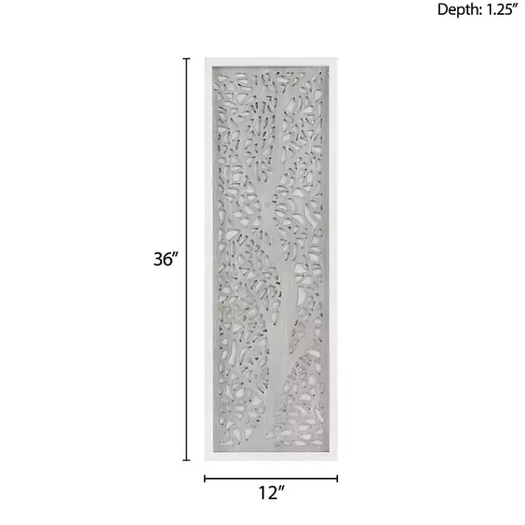 Kirklands Home Wall Plaques|Carved Wood Laurel Branches Panel Wall Plaque Gray