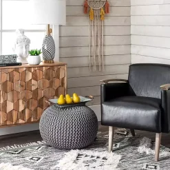 Hot Chain Knitted Round Pouf Poufs & Floor Cushions