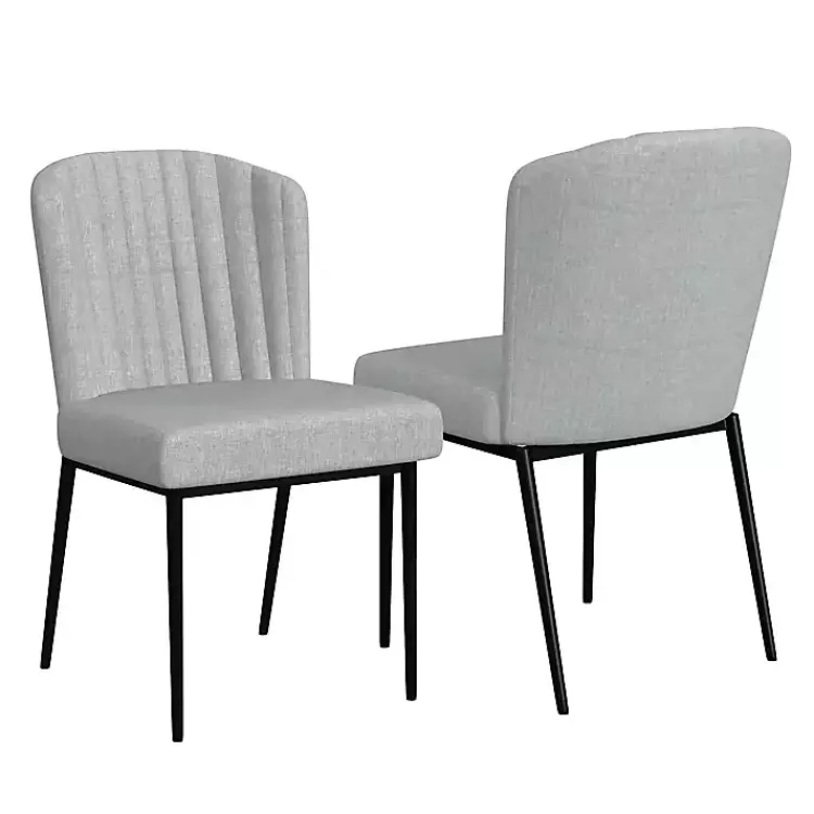 Kirklands Home Dining Chairs|Channel Back Rounded Dining Chairs, Set of 2 Gray