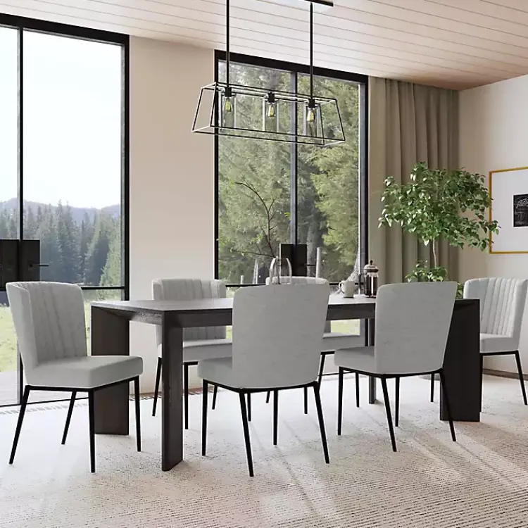 Kirklands Home Dining Chairs|Channel Back Rounded Dining Chairs, Set of 2 Gray