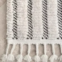 Kirklands Home Area Rugs|Gray Checkered Tiles Area Rug with Tassels, 5x7