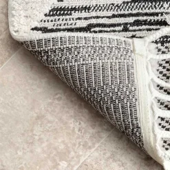 Kirklands Home Area Rugs|Gray Checkered Tiles Area Rug with Tassels, 5x7