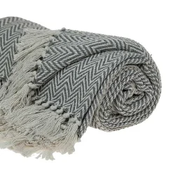 Discount Gray Chevron Cotton Handloomed Tassel Throw Blankets & Throws