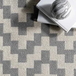 Kirklands Home Area Rugs|Gray Chevron Cotton Tassel Area Rug, 8x10
