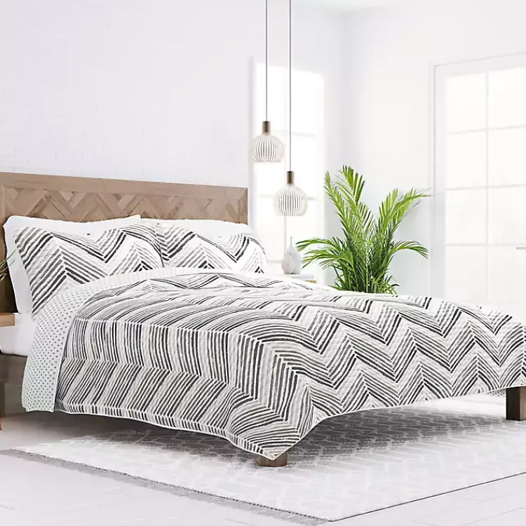 Kirklands Home Quilts|Gray Chevron Reversible 2-pc. Twin Quilt Set