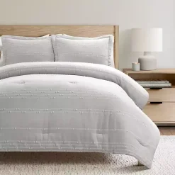 Kirklands Home Comforters|Clipped Stripe 3-pc. Cali King Comforter Set Gray