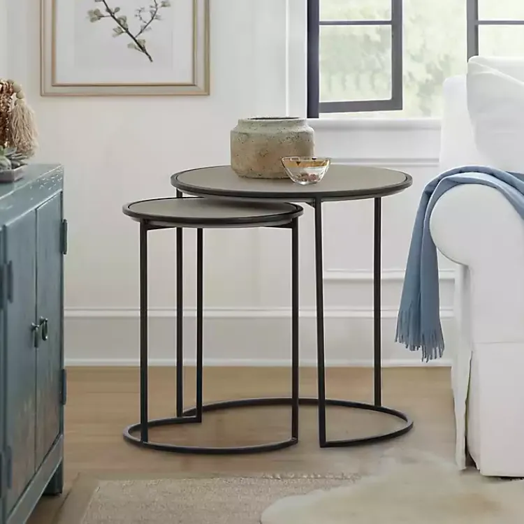 Kirklands Home Accent Chairs|Concrete Nesting Accent Tables, Set of 2 Gray