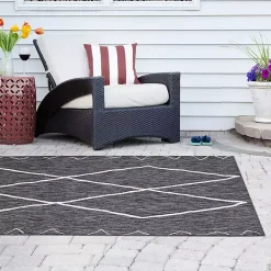 Kirklands Home Outdoor Rugs|Connected Diamond Outdoor Area Rug, 8x10 Gray