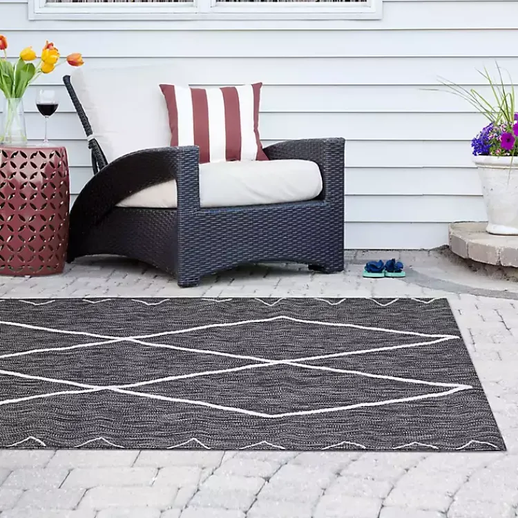 Kirklands Home Outdoor Rugs|Connected Diamond Outdoor Area Rug, 8x10 Gray