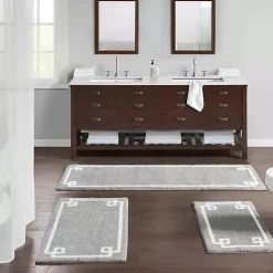Kirklands Home Bathroom Rugs|Cotton Tufted Bath Mat with Border, 40 in. Gray