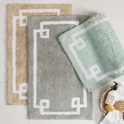 Kirklands Home Bathroom Rugs|Cotton Tufted Bath Mat with Border, 40 in. Gray