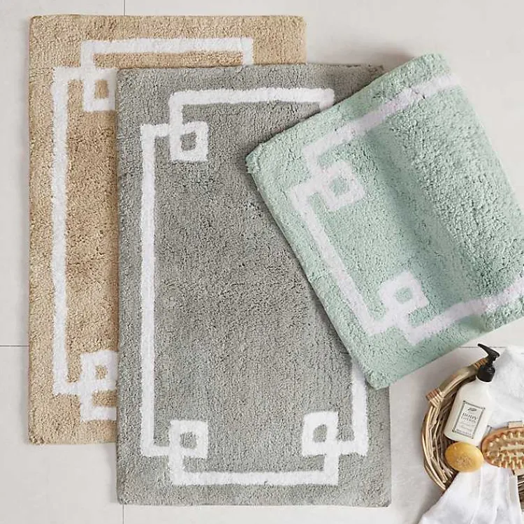Kirklands Home Bathroom Rugs|Cotton Tufted Bath Mat with Border, 40 in. Gray