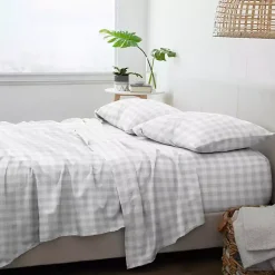 Kirklands Home Bed Sheets|Gray Country Plaid 3-pc. Twin Sheet Set