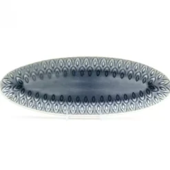 Kirklands Home Serving & Entertaining|Crackle Glaze Peacock Appetizer Platter Gray