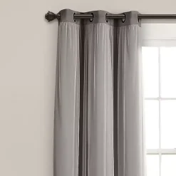 Kirklands Home Curtains & Drapes|Curtain Panel Set with Overlay, 95 in. Gray