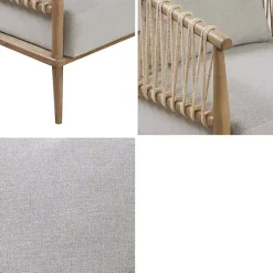 Kirklands Home Accent Chairs|Curved Wood and Jute Rope Accent Chair Gray