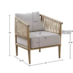 Kirklands Home Accent Chairs|Curved Wood and Jute Rope Accent Chair Gray