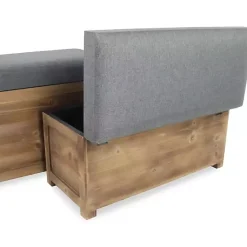 Kirklands Home Benches & Ottomans|Cushioned Storage Benches, Set of 2 Gray