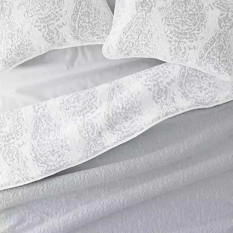 Kirklands Home Quilts|Gray Damask Reversible 3-pc. King Quilt Set