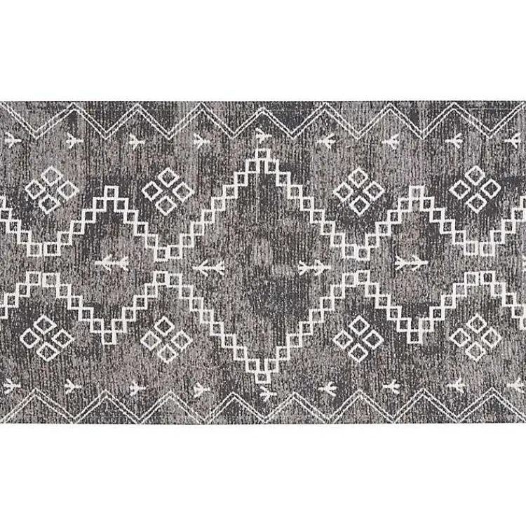 Kirklands Home Accent Rugs|Gray Distressed Geo Markings Accent Rug, 2x3
