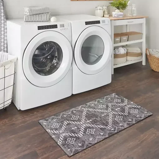 Kirklands Home Accent Rugs|Gray Distressed Geo Markings Accent Rug, 2x3