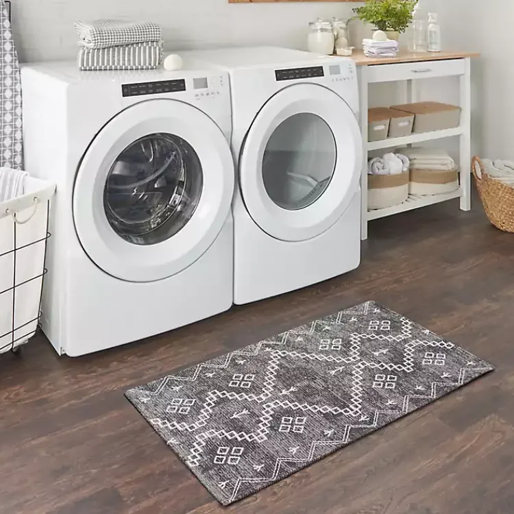 Kirklands Home Accent Rugs|Gray Distressed Geo Markings Accent Rug, 2x3