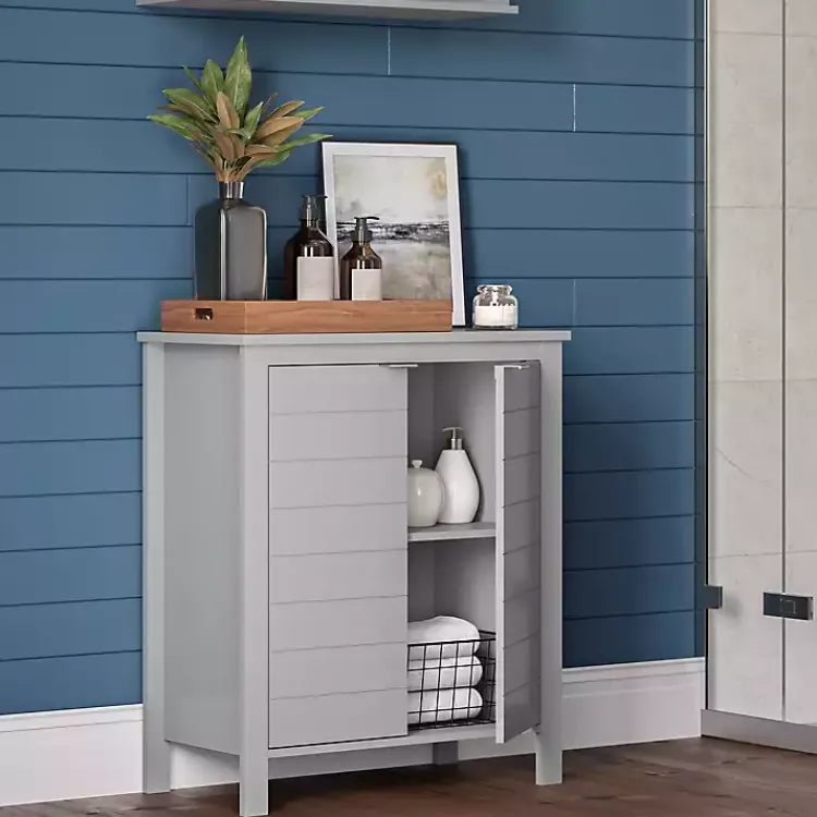Kirklands Home Bathroom Furniture|2-Door Floor Cabinet Gray