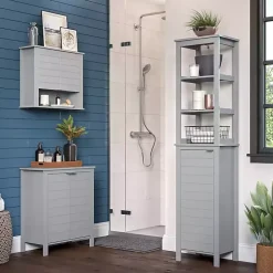 Kirklands Home Bathroom Furniture|2-Door Floor Cabinet Gray