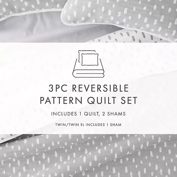 Kirklands Home Quilts|Gray Dotted Reversible 2-pc. Twin Quilt Set