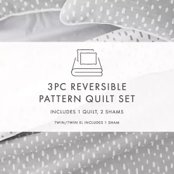 Kirklands Home Quilts|Gray Dotted Reversible 3-pc. King Quilt Set