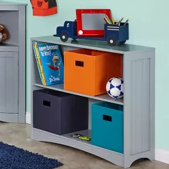 Kirklands Home Bookshelves|Gray Double Shelf Wooden Bookcase