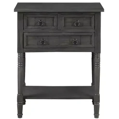 Kirklands Home Accent & End Tables|3-Drawer Turned Legs Accent Table Gray