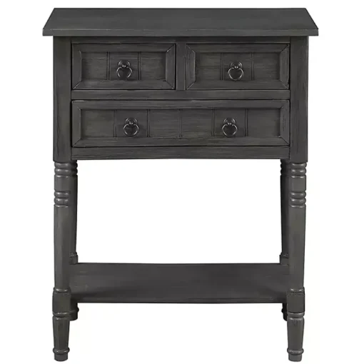 Kirklands Home Accent & End Tables|3-Drawer Turned Legs Accent Table Gray