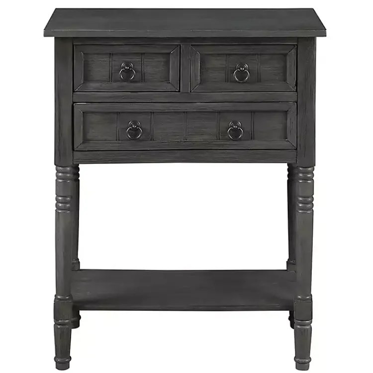 Kirklands Home Accent & End Tables|3-Drawer Turned Legs Accent Table Gray