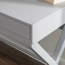 Kirklands Home Office Furniture|2-Drawer X-Frame Desk Gray